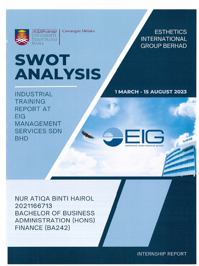 Internship Report: SWOT Analysis at EIG | PDF | Accounts Payable | Payments