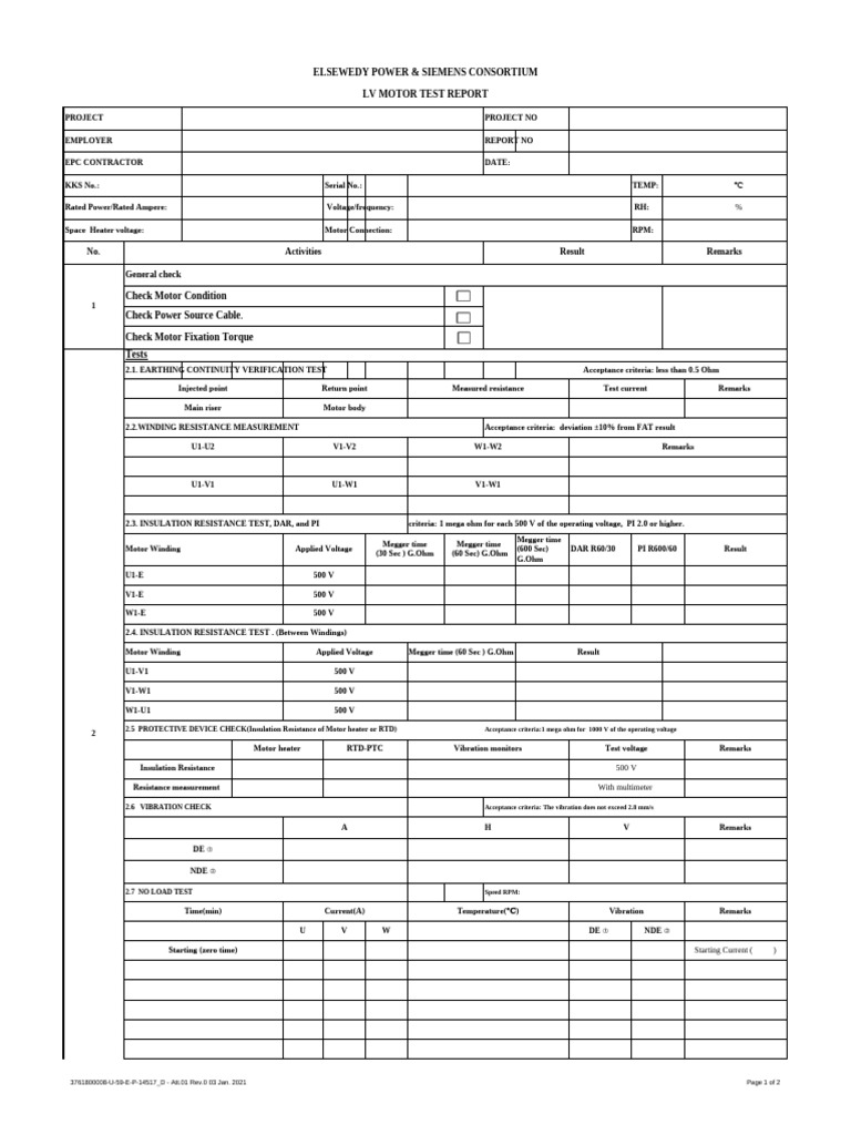 LV Motor More Than 41 KW Test Report | PDF