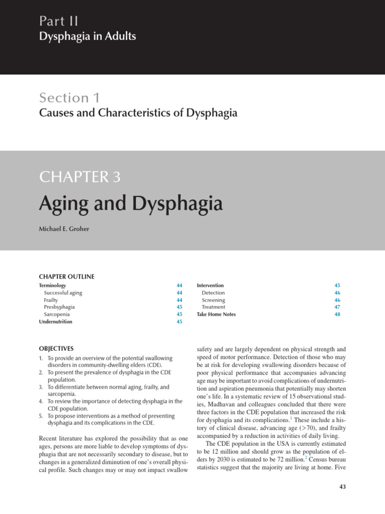 Dysphagia Causes in Aging Adults | PDF | Geriatrics | Clinical Medicine