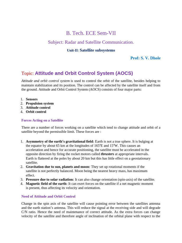 AOCS in Satellite Communication Systems | PDF | Antenna (Radio ...