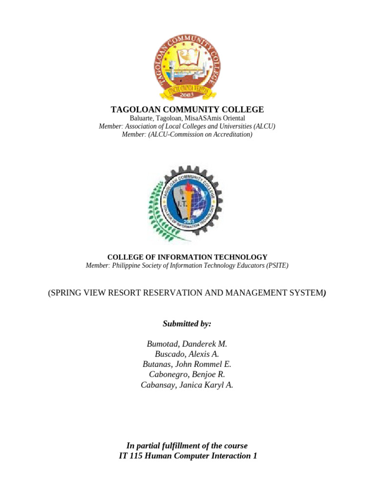 Spring View Resort Reservation Management System Group3 | PDF
