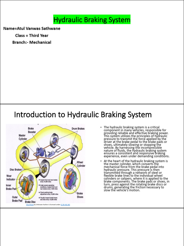Hydraulic Braking System | PDF | Brake | Transportation Engineering