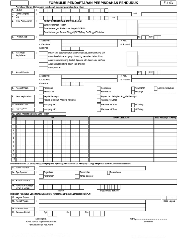 Template Formulir F 1 03 Pdf