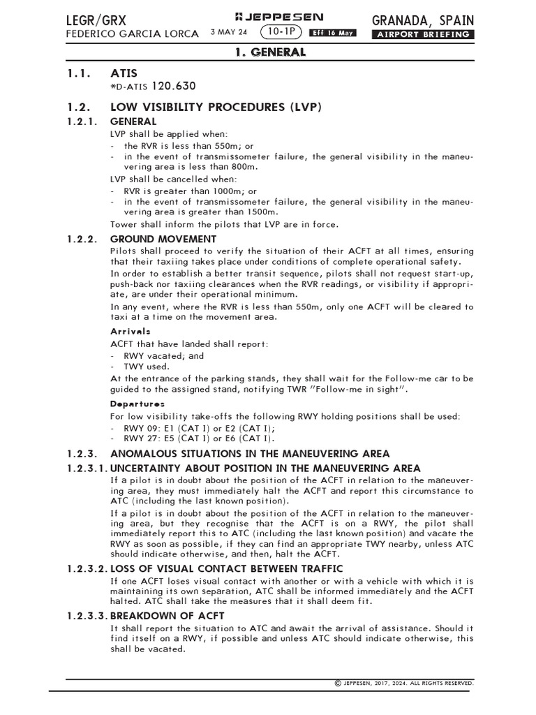 Granada Airport Low Visibility Procedures | PDF | Air Traffic Control ...