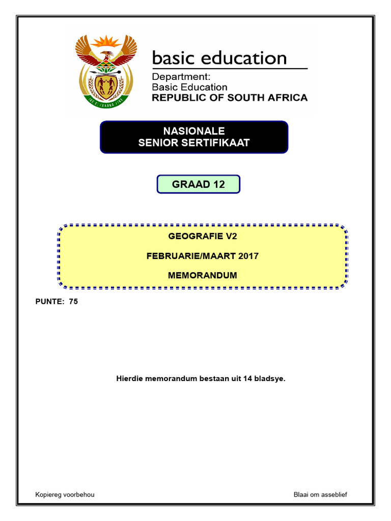Geografie V2: Volksrust Memorandum | PDF