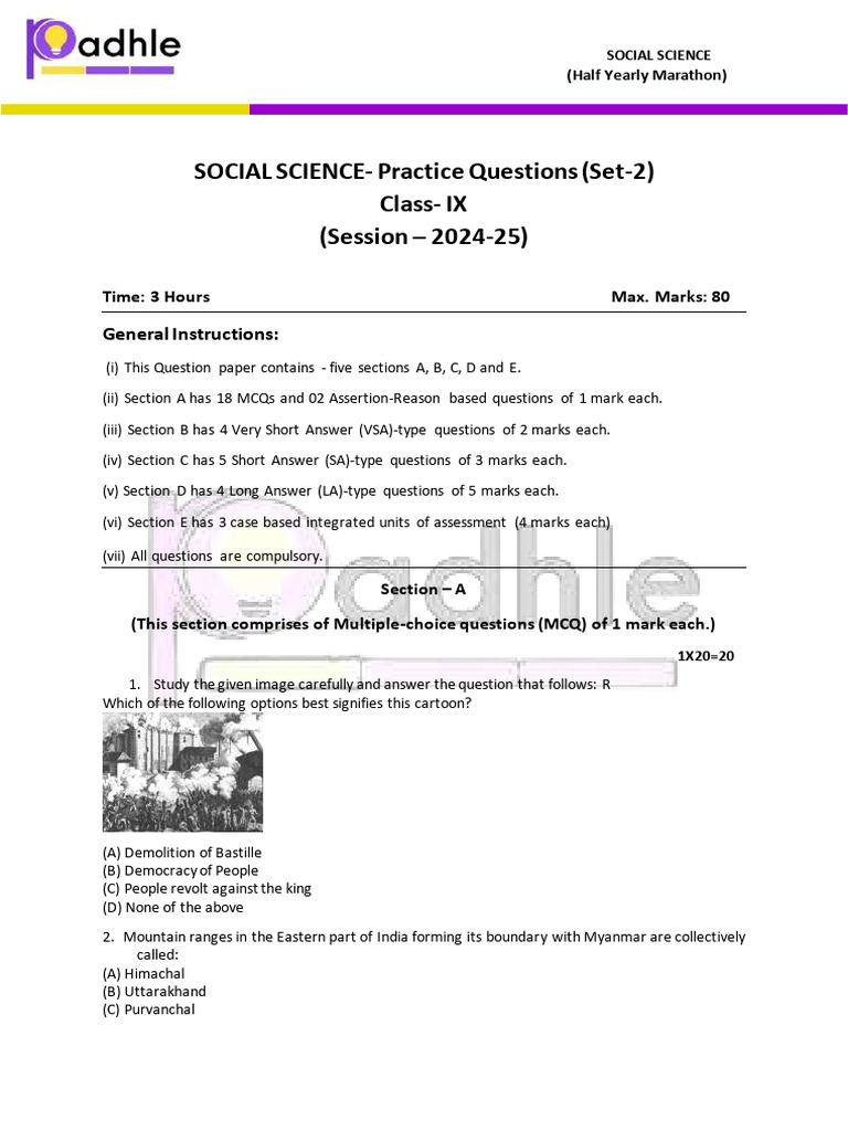 SOCIAL SCIENCE - Sample Paper Set 2 | PDF