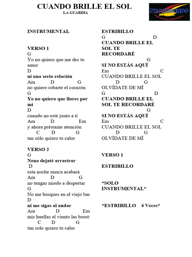 4 Cuando Brille El Sol-La Guardia | PDF
