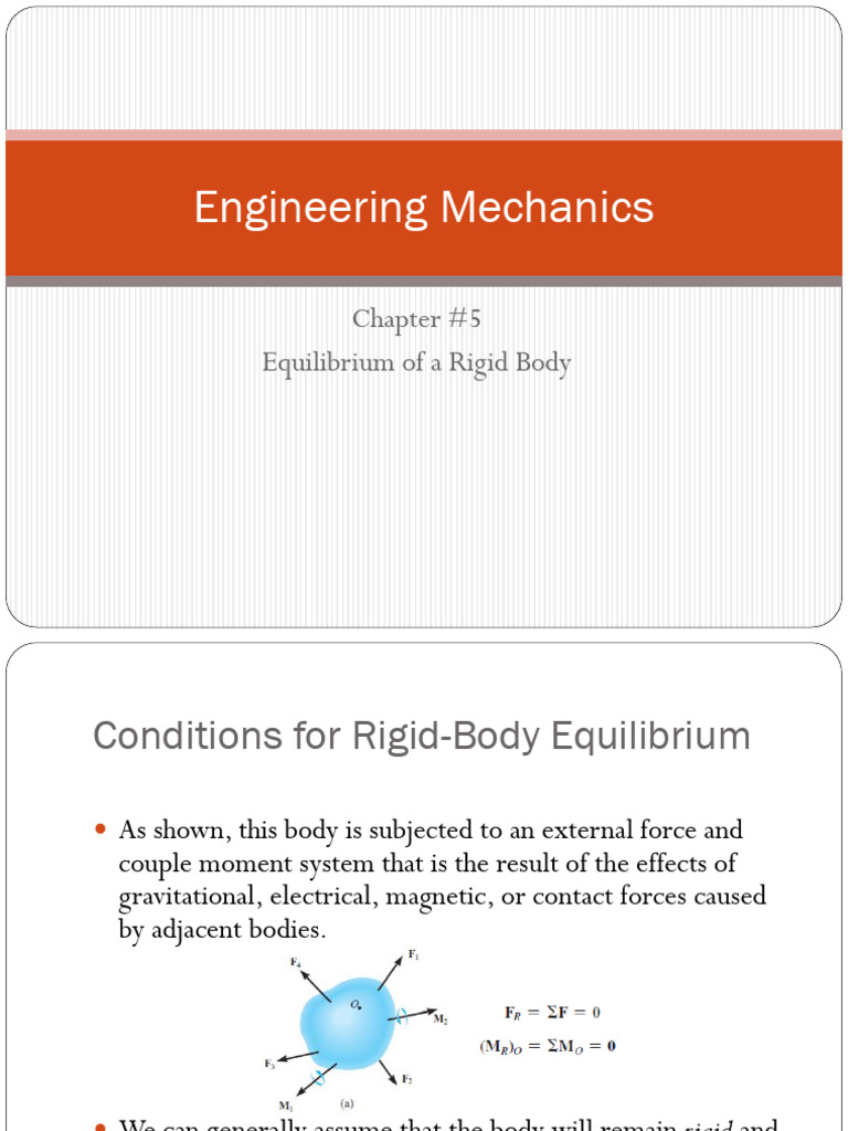 Rigid Body Equilibrium in Engineering | PDF | Force | Beam (Structure)