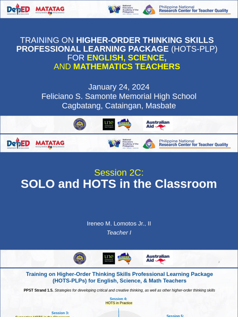 S2C - SD - SOLO and HOTS in The Classroom | PDF