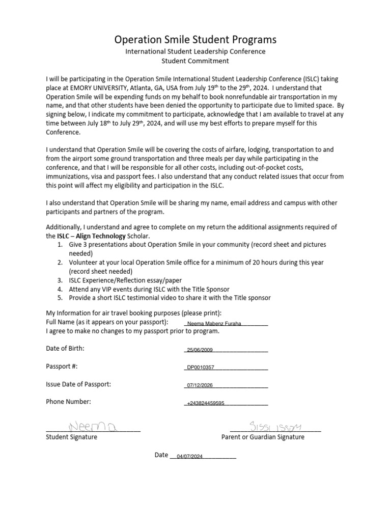 ISLC 2024 Scholarship Agreement | PDF