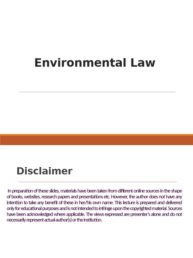 Environmental Law Lecture | PDF