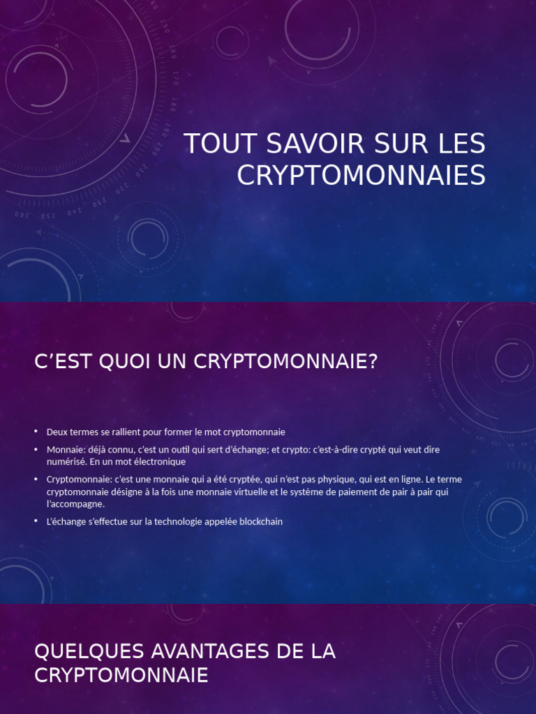 Présentation Cryptomonnaie | PDF | Crytomonnaies | Droit