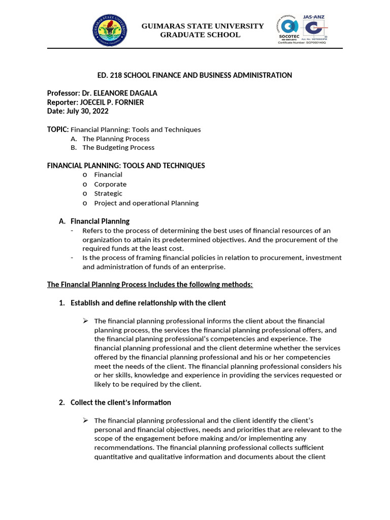 Ed. 217 The Planning Process | PDF
