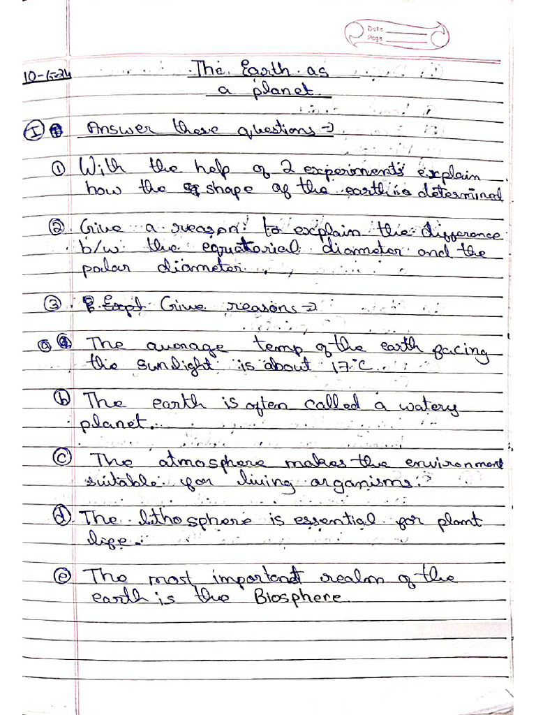 1st Unit Test Geography Notes | PDF