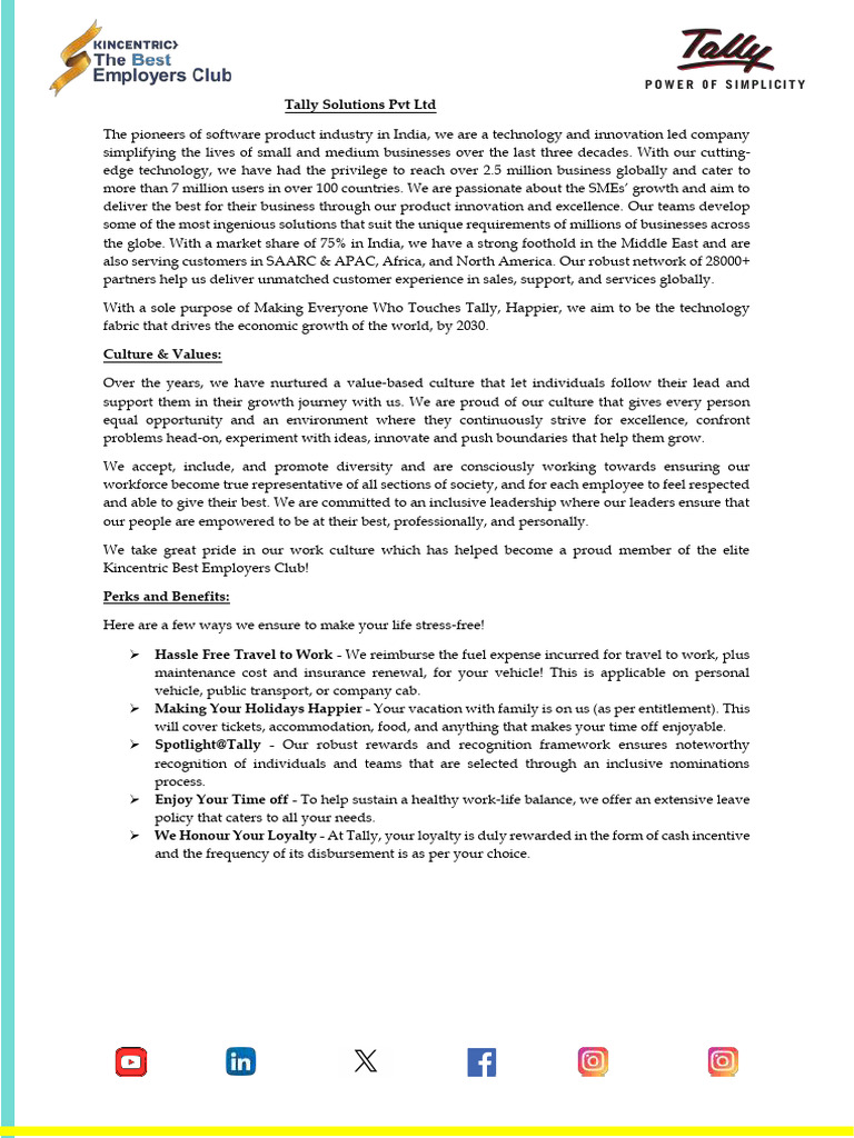 Trainee Software Engineer Role at Tally | PDF | Computer Programming ...