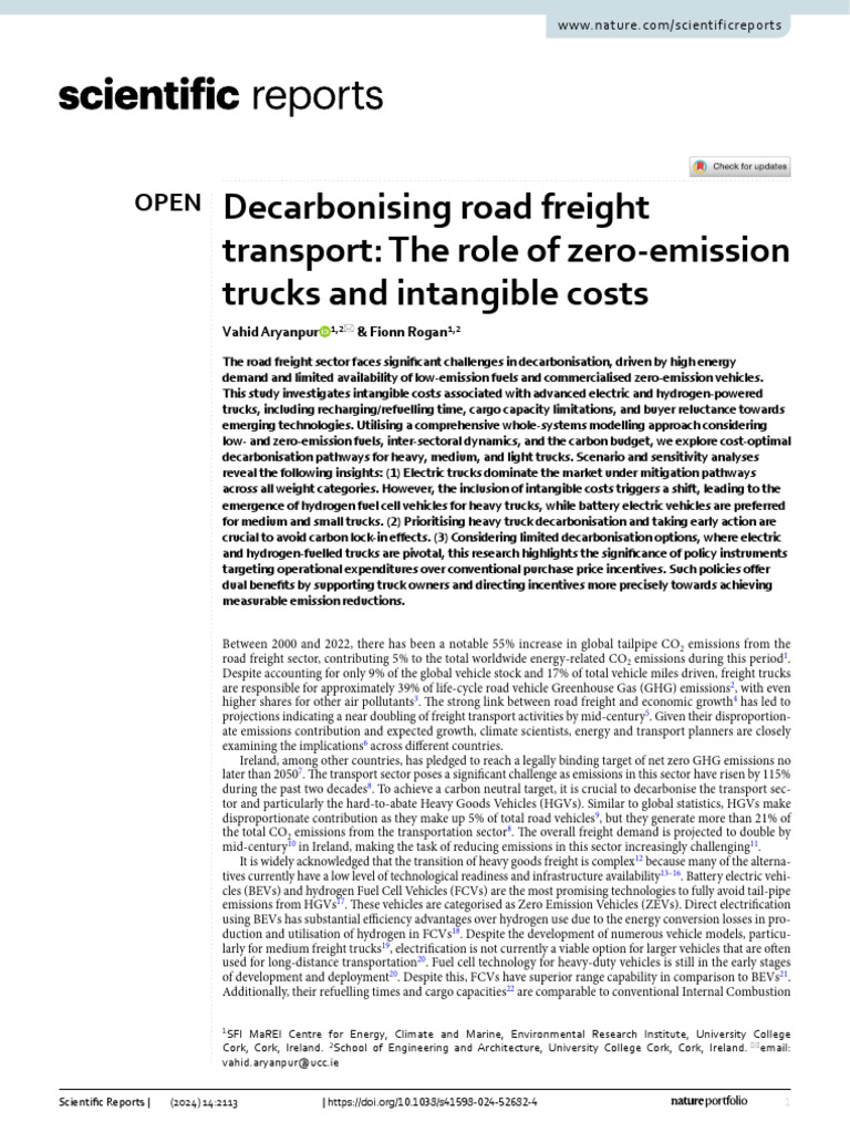 Decarbonising Road Freight Transport The Role of Zero Emission Trucks ...