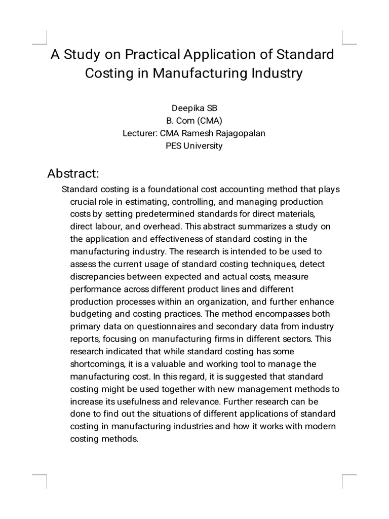CM-A Study On Practical Application of Standard Costing in ...