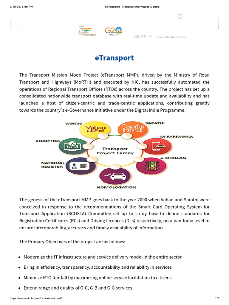 eTransport MMP: Transforming India's RTOs | PDF | Transport | Databases