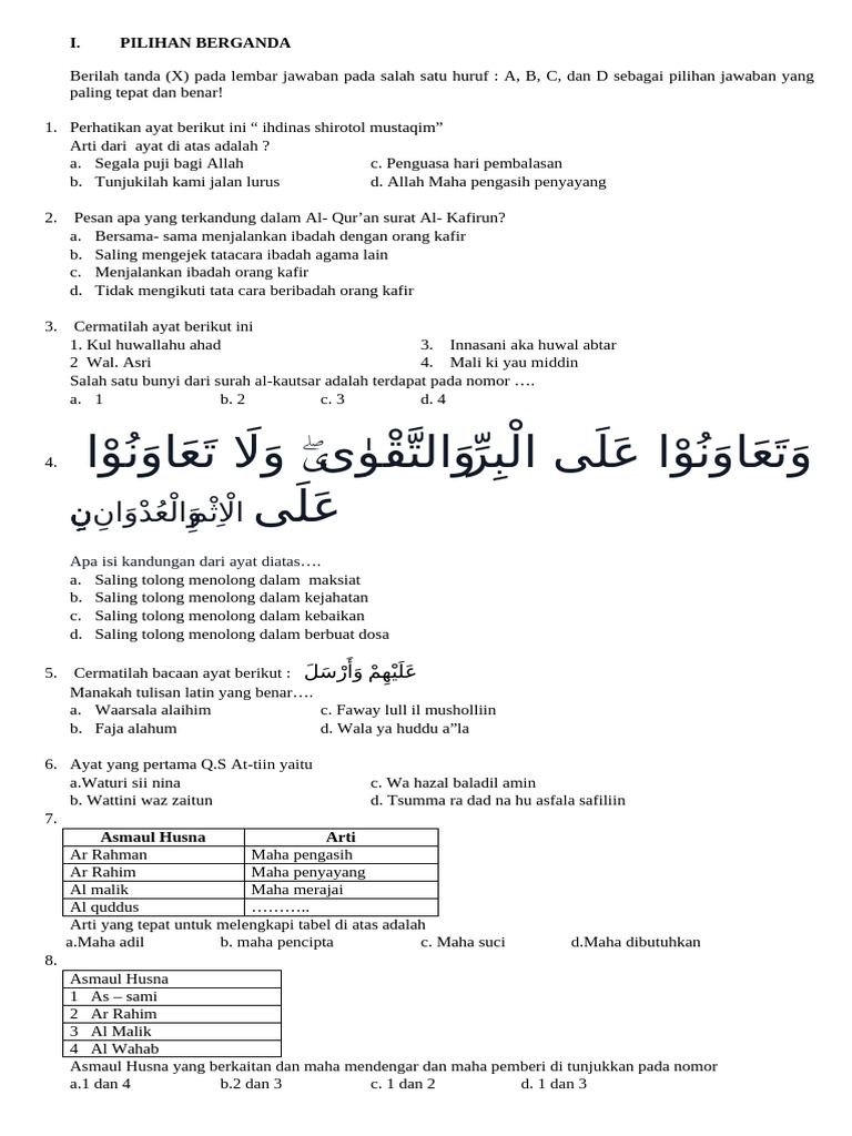 Soal Agama Islam Kelas 6 Uas Pdf