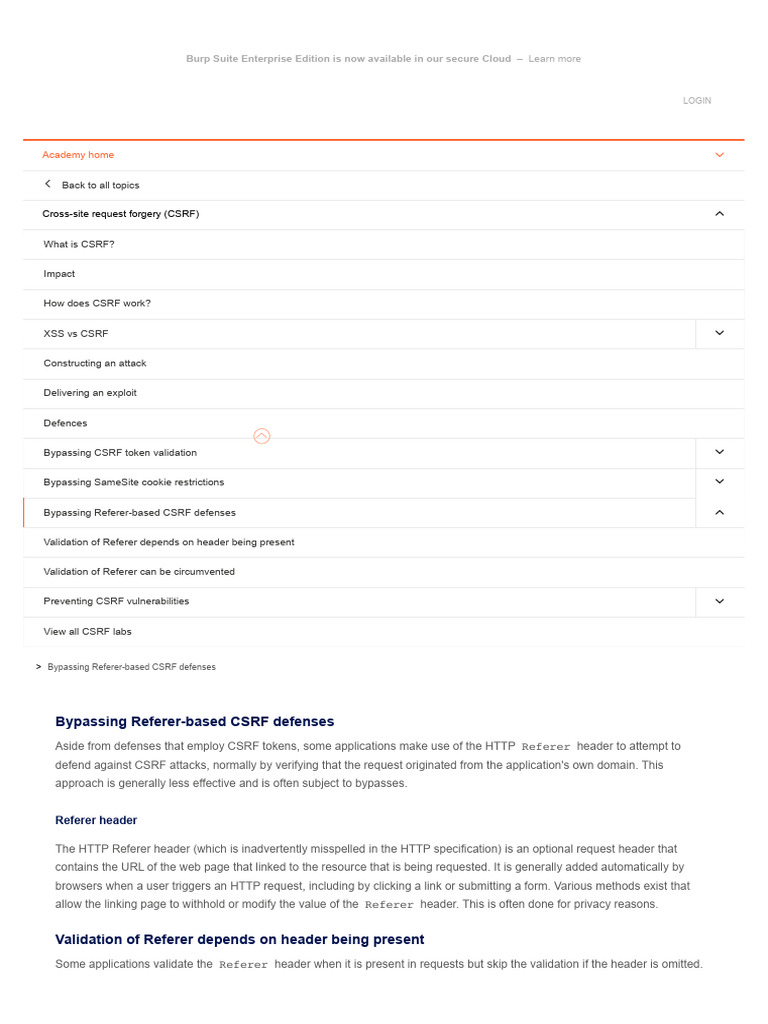 Bypassing Referer-Based CSRF Defenses - Web Secur | PDF