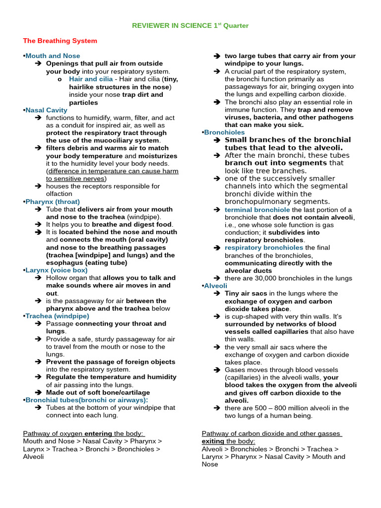 Reviewer in Science 1st Quarter | PDF