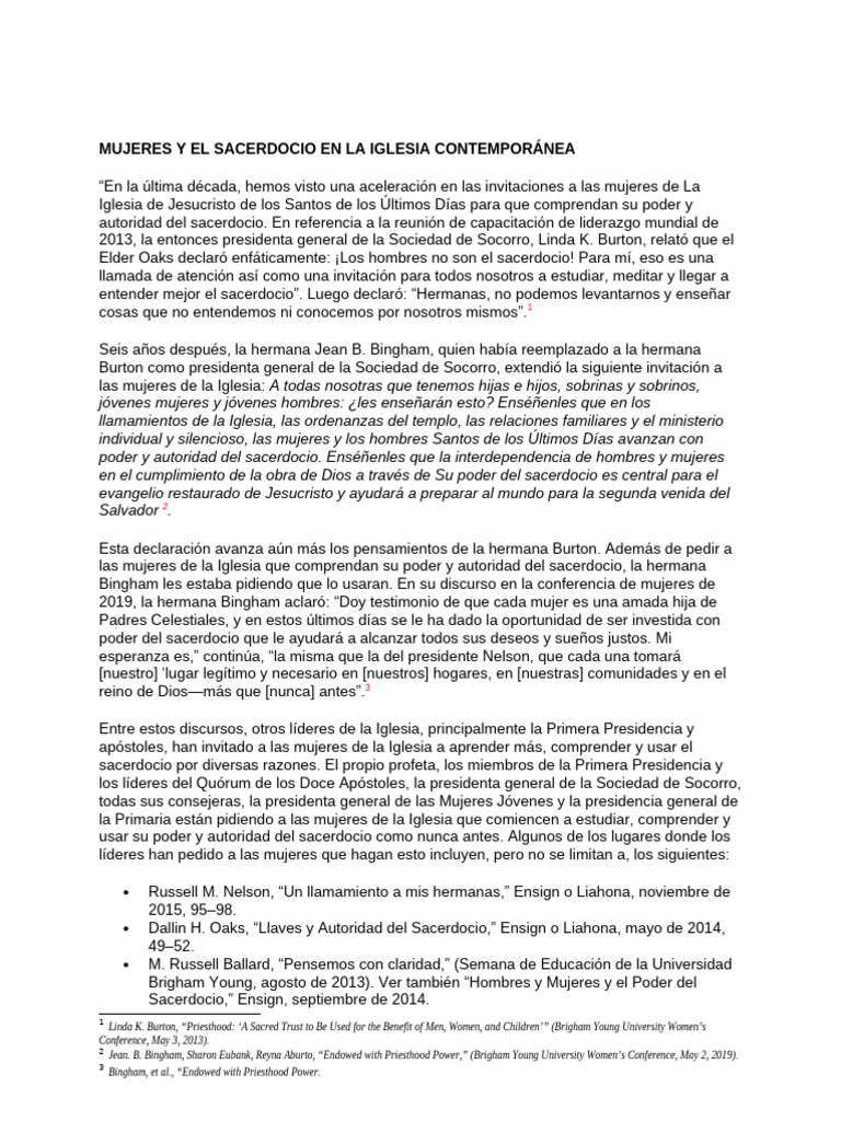 Mujeres y El Sacerdocio en La Iglesia Contemporánea | PDF