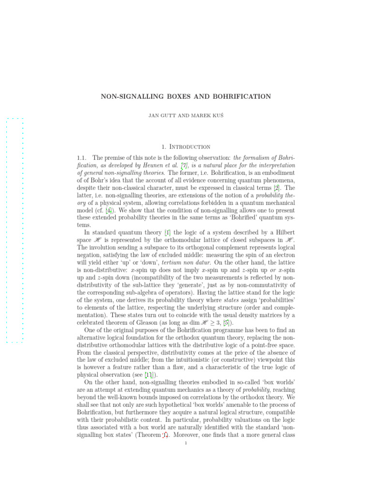 Non-Signalling Boxes and Bohrification | PDF