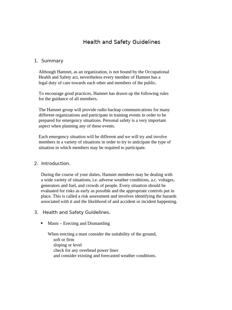 Health and Safety Guidelines | PDF | Occupational Safety And Health ...