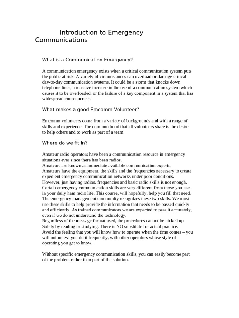 Emergency Communication Essentials | PDF | Radio | Foreign Language Studies