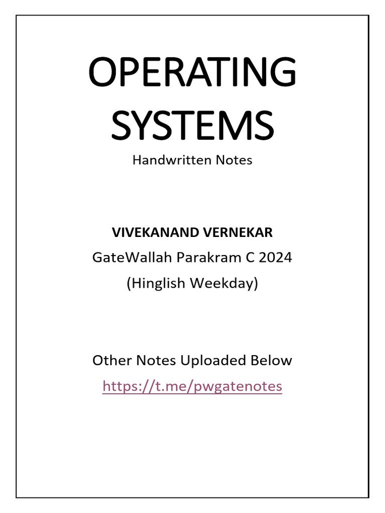 Operating Systems Pdf