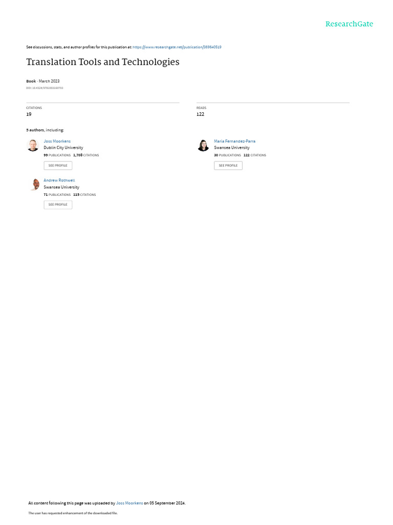 Translation Tools and Technologies | PDF