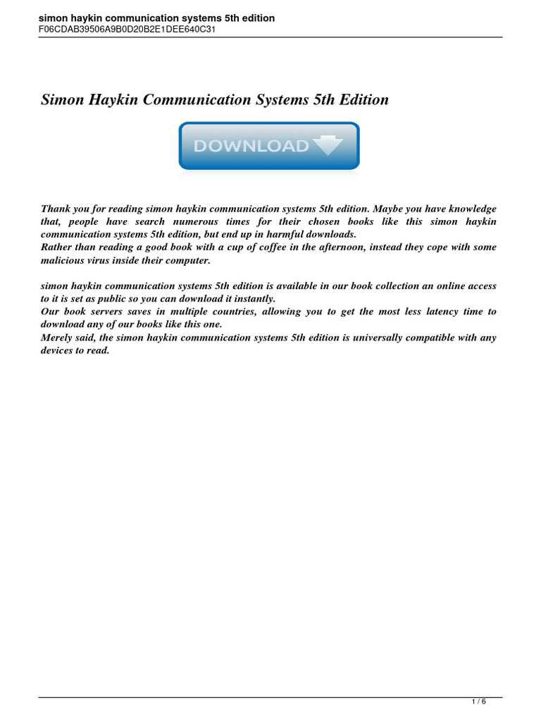Simon Haykin Communication Systems 5th E | PDF