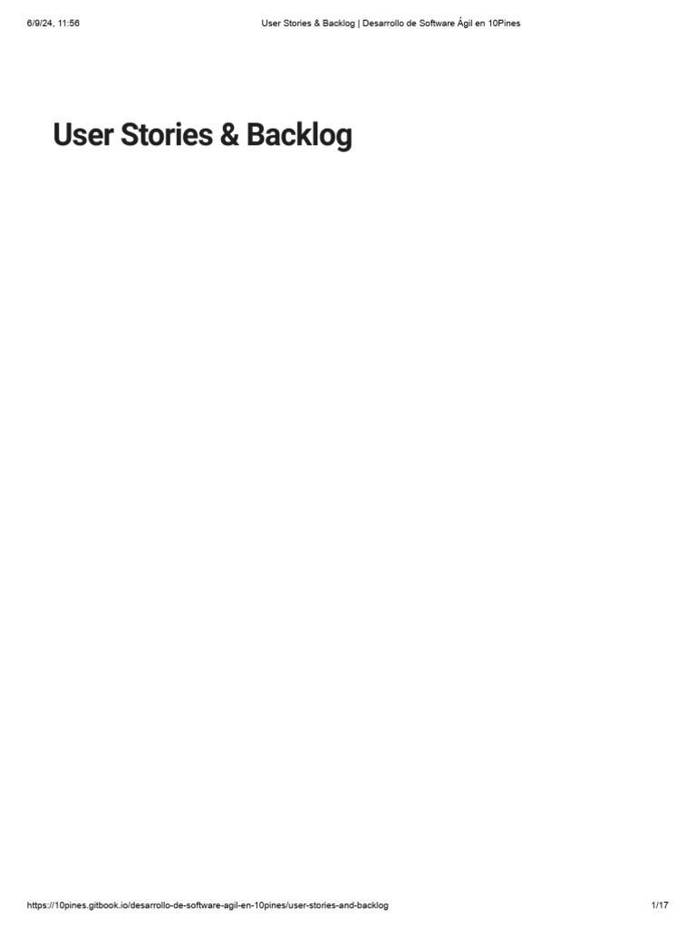 User Stories & Backlog - Desarrollo de Software Ágil en 10pines | PDF