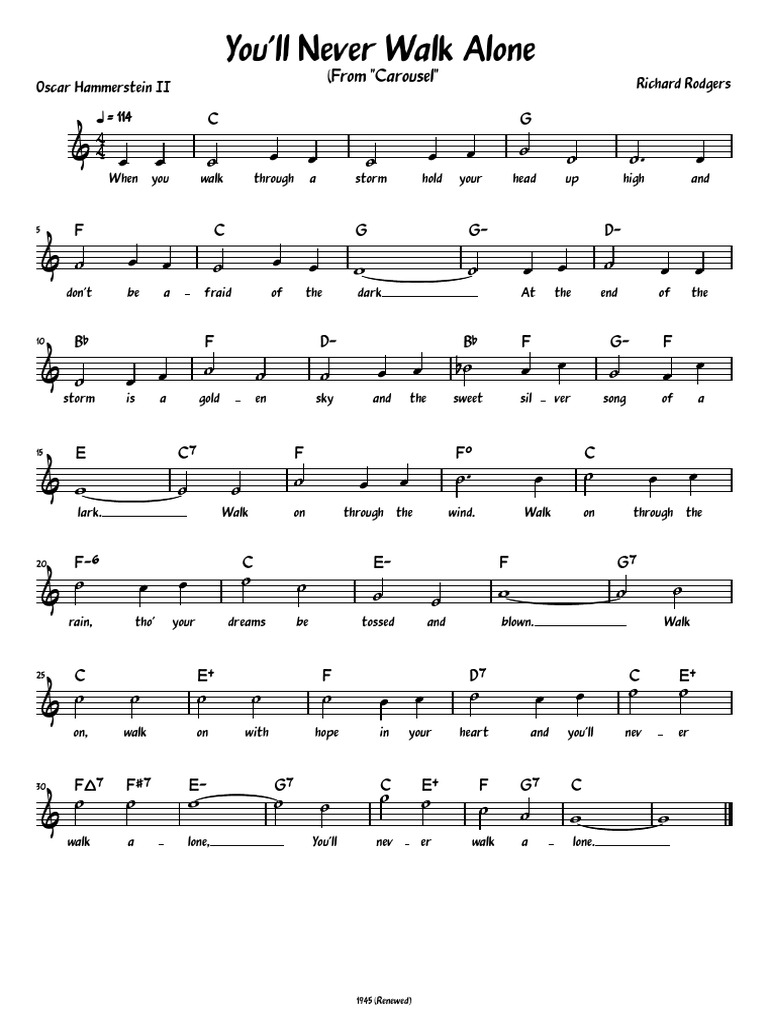 Youll Never Walk Alone Lead Sheet With Lyrics | PDF