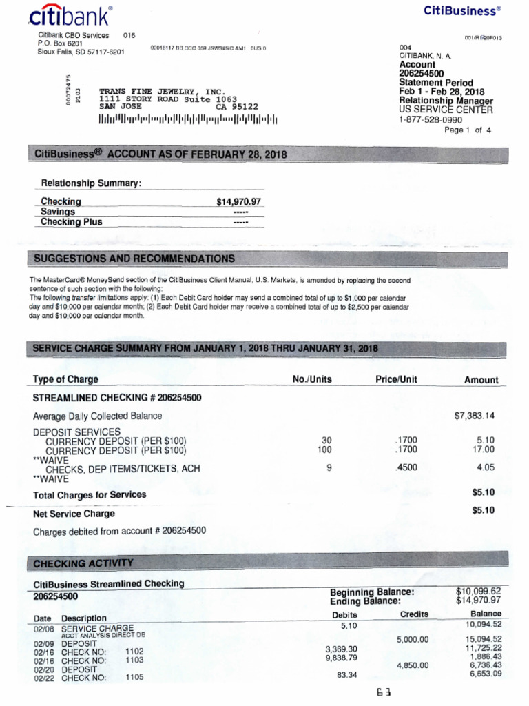 7c. Trans City Bank Statements Feb-Nov-2018 #4500 - 190317001557 | PDF