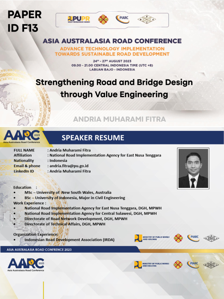 F-13 - Strengthening Road and Bridge Design Through Value Engineering | PDF