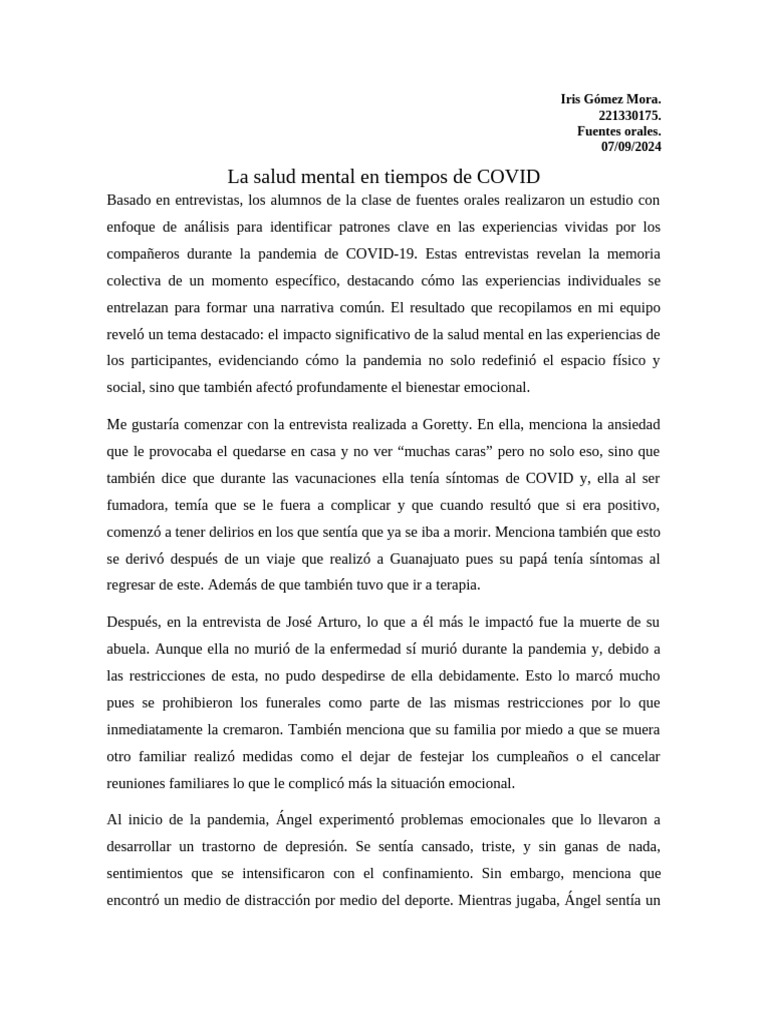 La Salud Mental en Tiempos de Covid | PDF