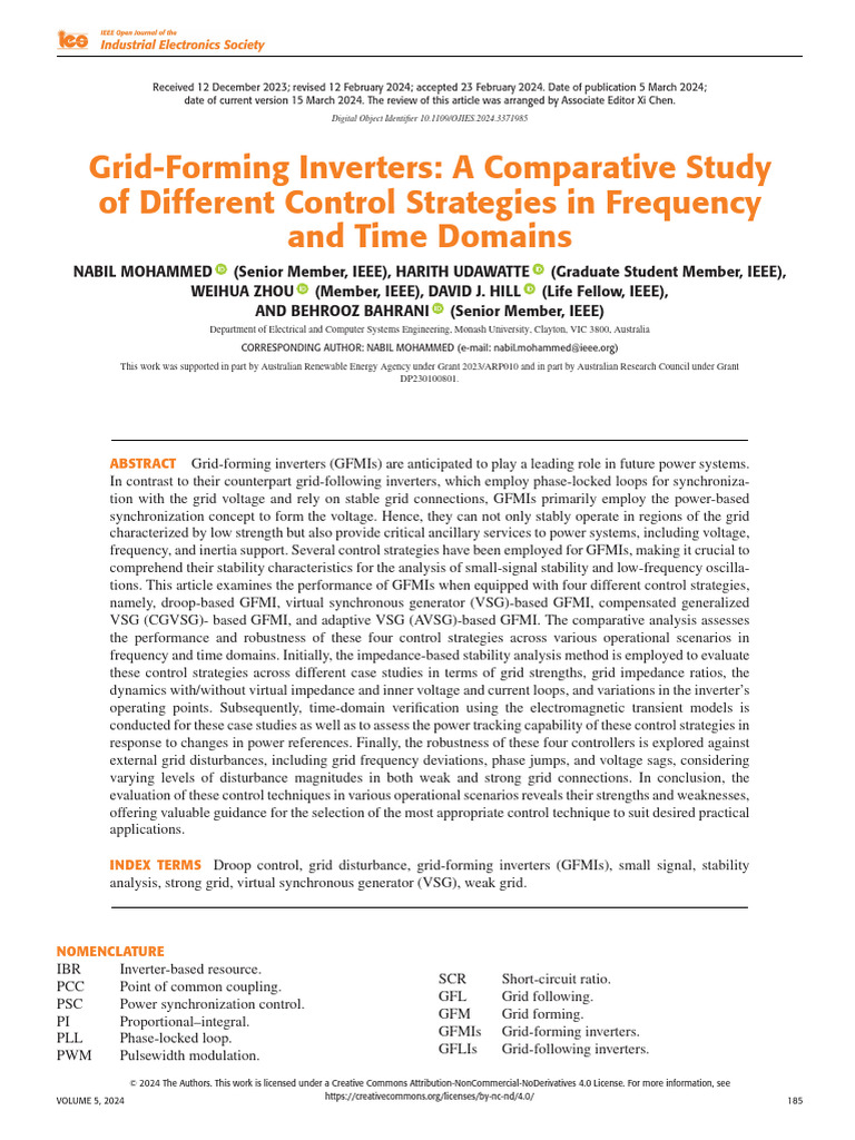 Grid-Forming Inverters A Comparative Study of Different Control ...