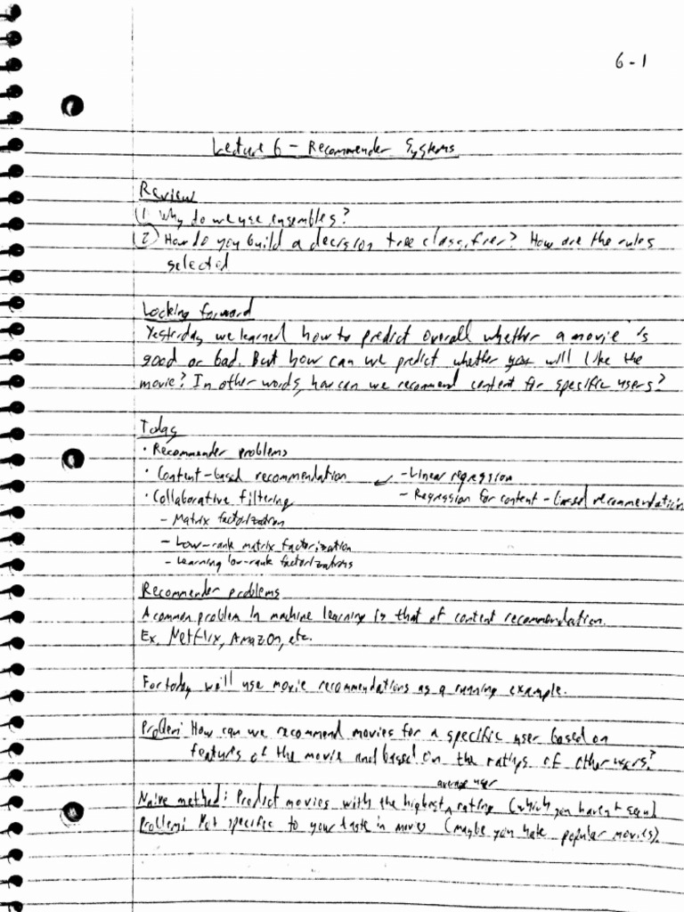 Lecture 6 Recommender Systems Pdf