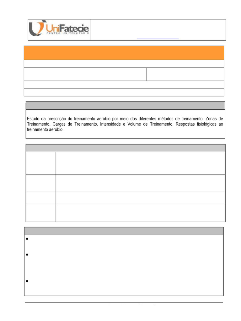 PLANO DE ENSINO EAD - Bases Metodol+ Gicas Do Treinamento Aer+ Bio | PDF