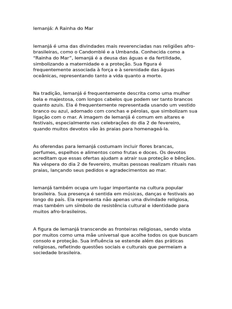 Iemanjá A Rainha Do Mar Pdf