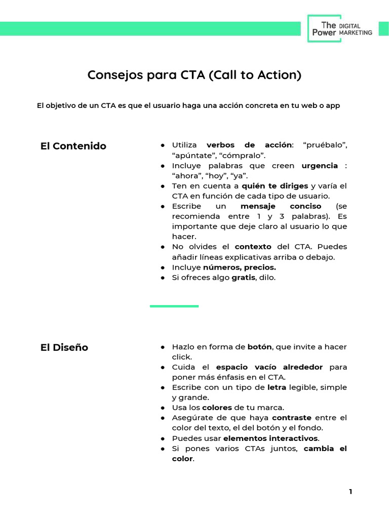 Consejos para CTA | PDF