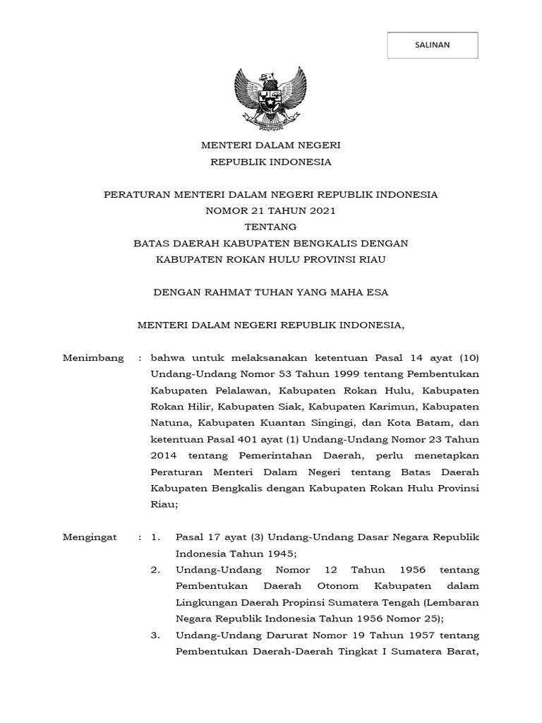 Permendagri Nomor 21 Tahun 2021 Pdf