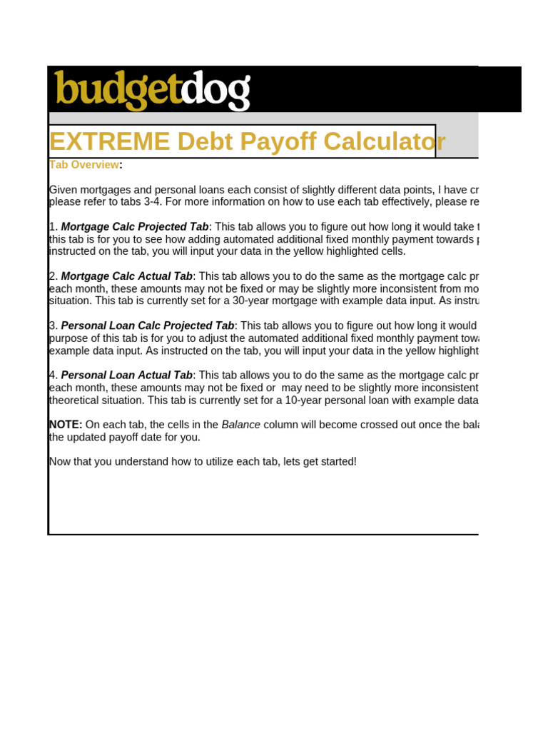 Debt Payoff Calculator Tool | PDF