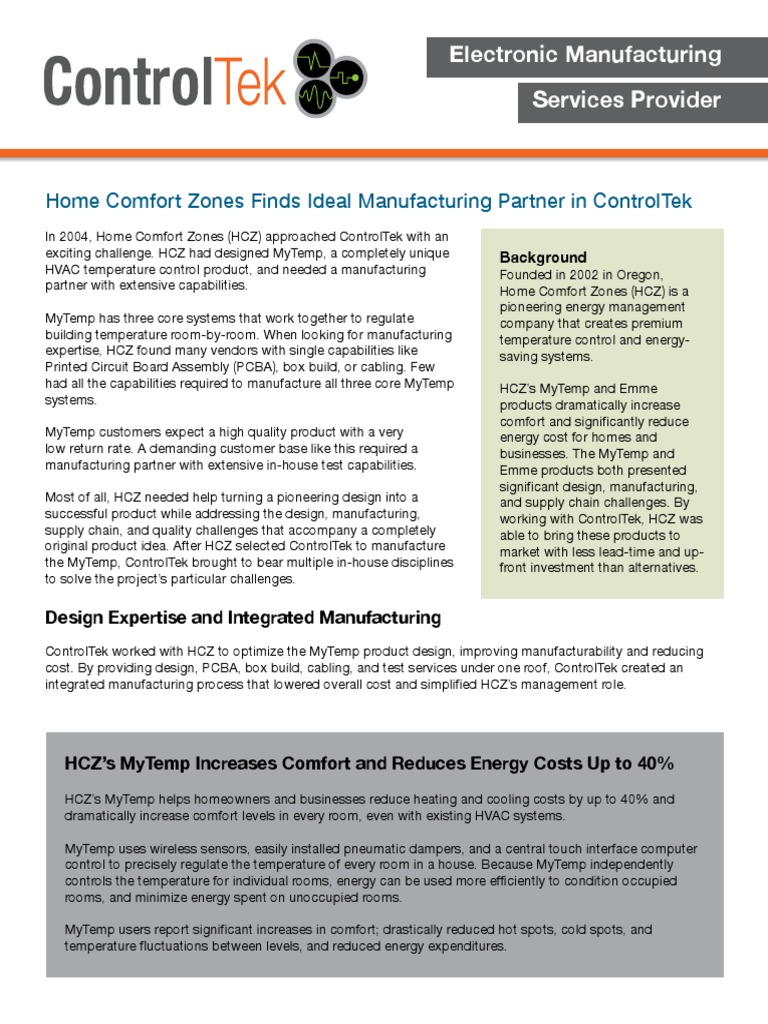 Controltek Case Study Home Comfort Zones Supply Chain Supply