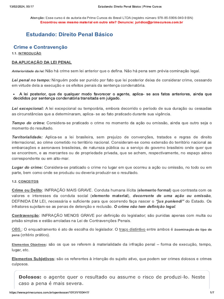 Estudando Direito Penal Básico Prime Cursos Pdf