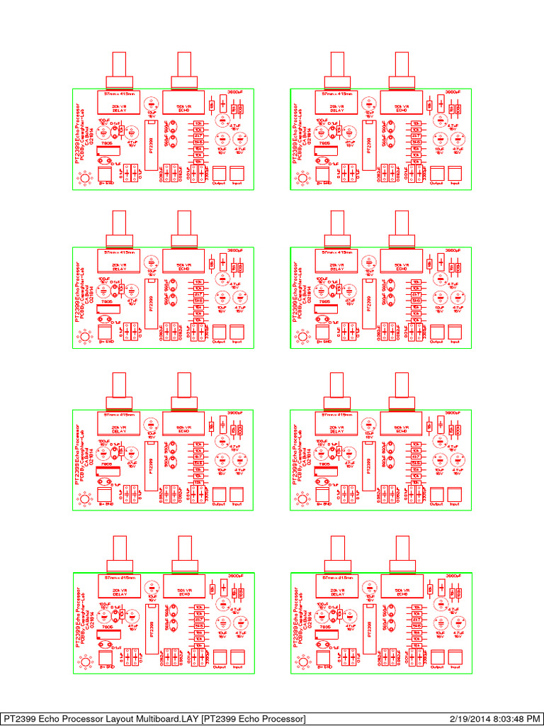 PT2399 Echo Processor Layout Multiboard Silkscreen | PDF