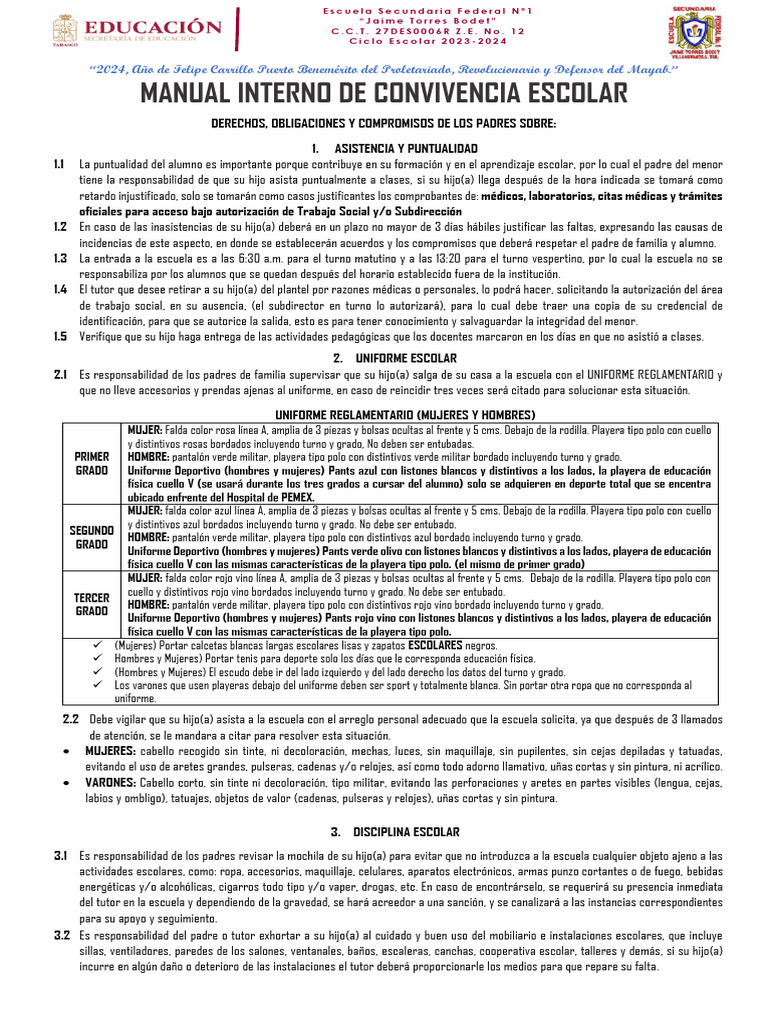 Manual de Convivencia Escolar 2025 | PDF | Escuelas | Trabajo Social