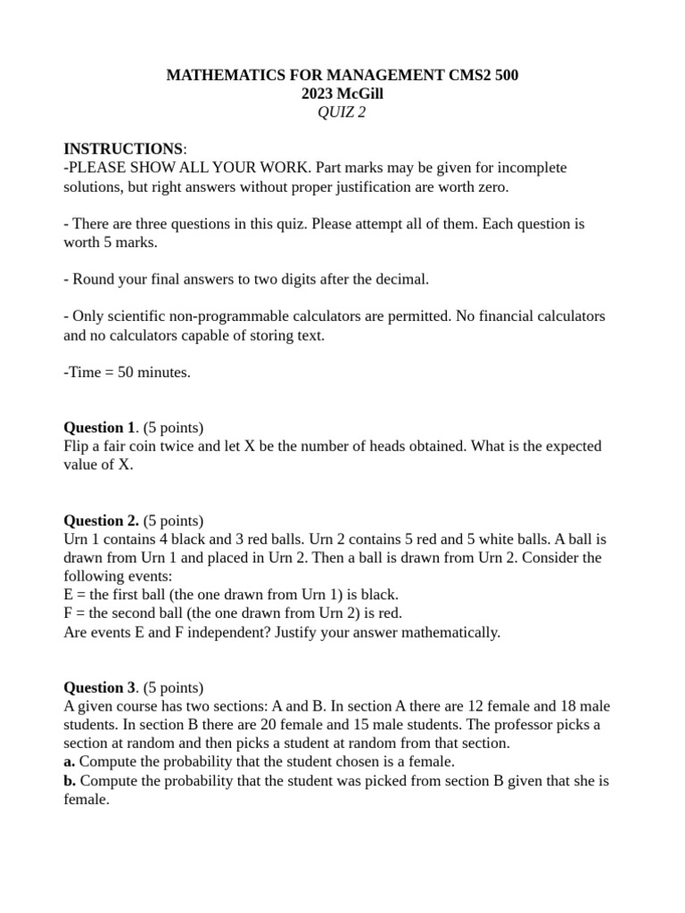 Quiz 2 And Solutions Pdf