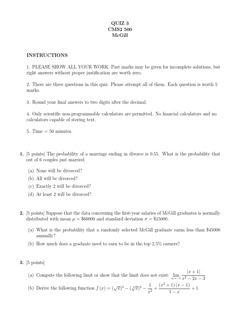 Quiz 3 and Solutions | PDF